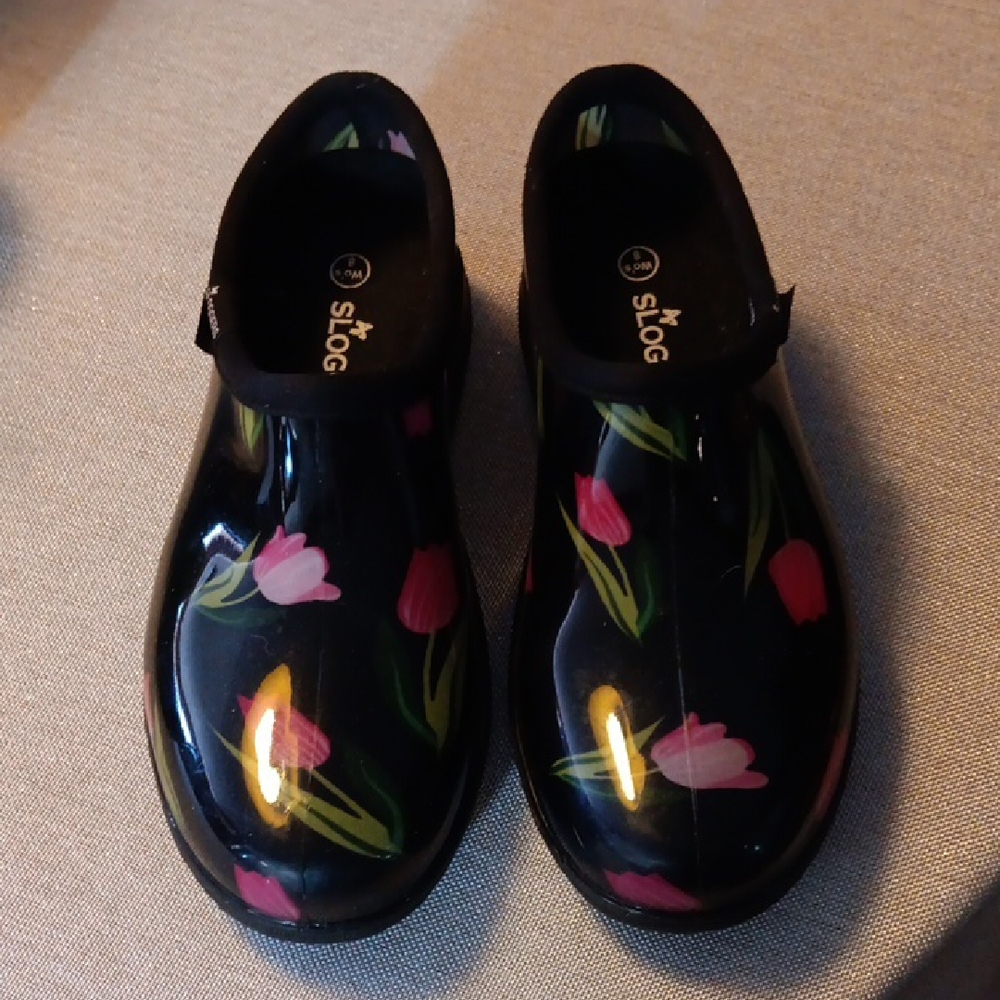 Sloggers Womens Black Floral Sloggers Size 8